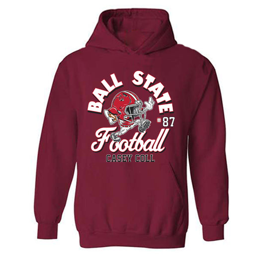 Ball State - NCAA Football : Casey Coll - Cardinal Fashion Shersey Hooded Sweatshirt