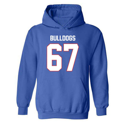 LA Tech - NCAA Football : Brett Canis - Royal Replica Shersey Hooded Sweatshirt