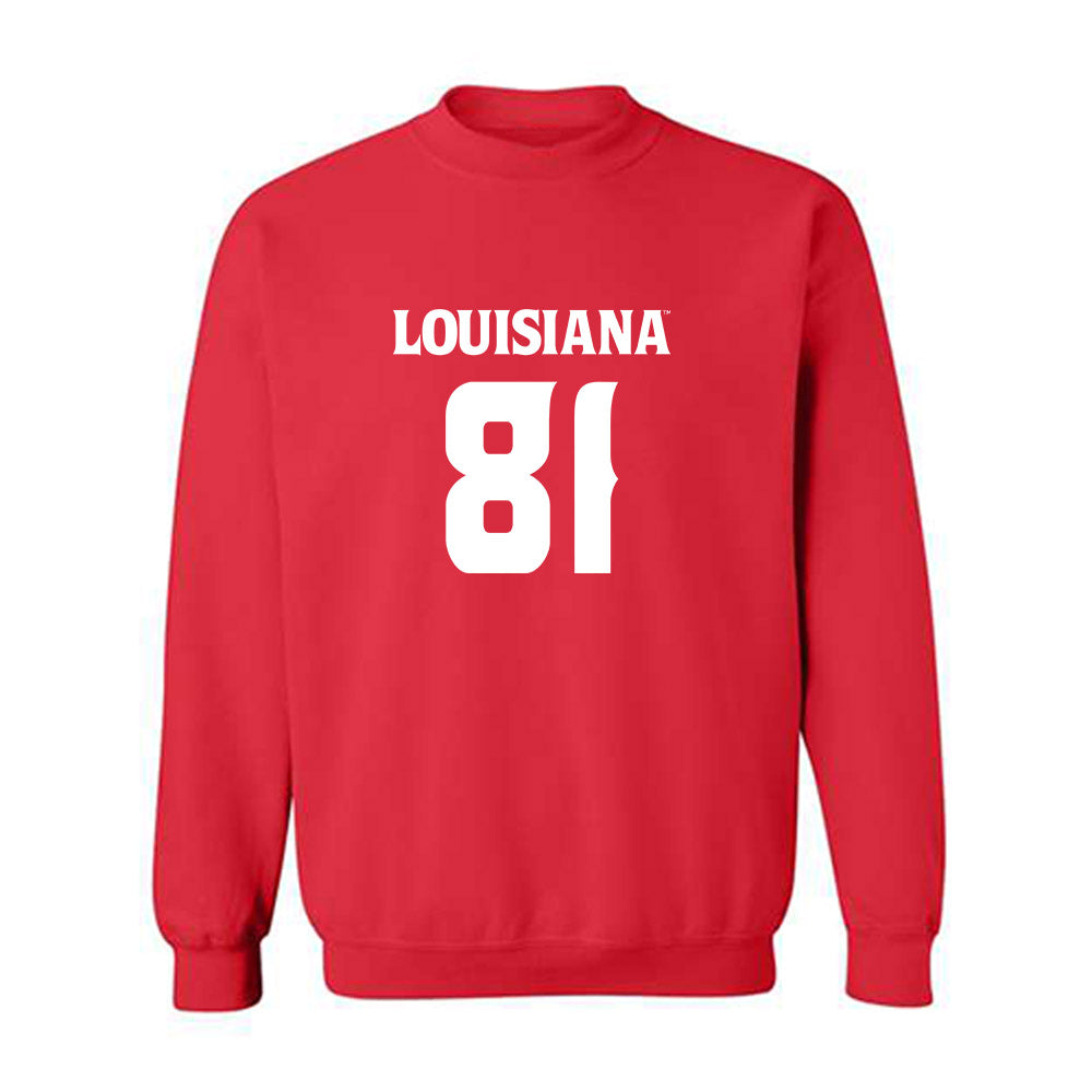 Louisiana - NCAA Football : Jaydon Johnson - Red Replica Shersey Sweatshirt