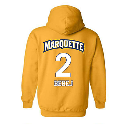 Marquette - NCAA Men's Soccer : Kyle Bebej - Gold Replica Shersey Hooded Sweatshirt