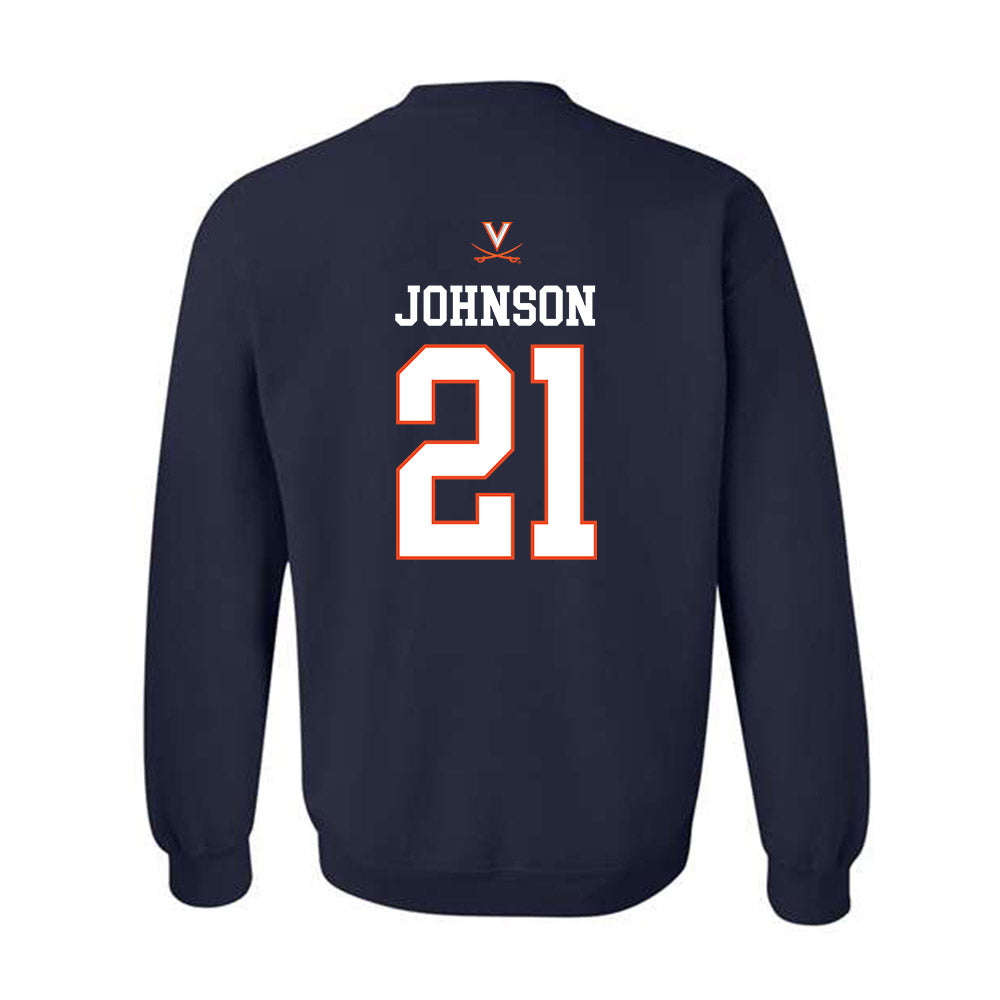 Virginia - NCAA Women's Basketball : Kymora Johnson - Crewneck Sweatshirt Replica Shersey