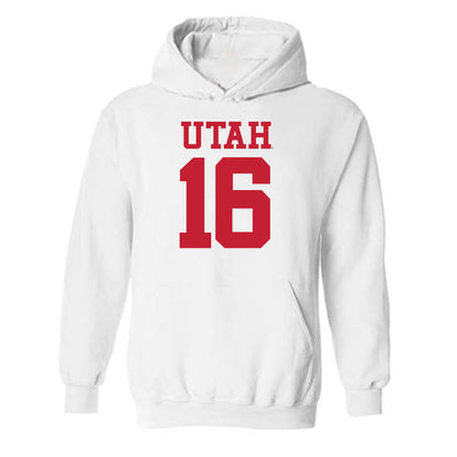 Utah - NCAA Football : Bryson Barnes - White Replica Shersey Hooded Sweatshirt
