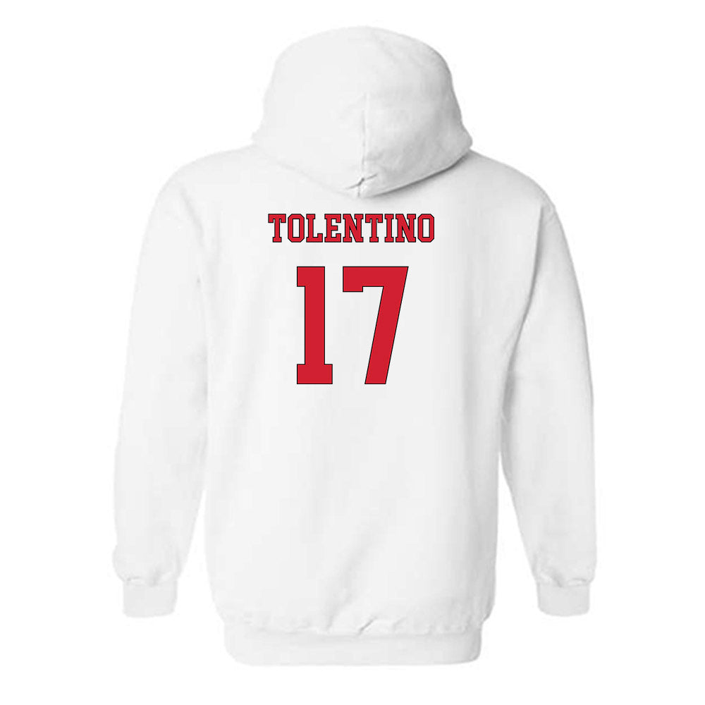 NC State - NCAA Men's Soccer : Caden Tolentino - White Replica Shersey Hooded Sweatshirt