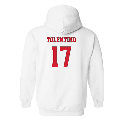 NC State - NCAA Men's Soccer : Caden Tolentino - White Replica Shersey Hooded Sweatshirt