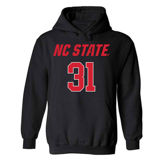 NC State - NCAA Women's Volleyball : Elaisa Villar - Black Replica Shersey Hooded Sweatshirt